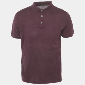 Louis Vuitton Burgundy Pique Cotton Polo T-Shirt M