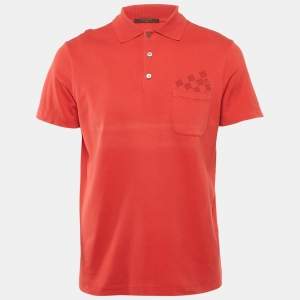 Louis Vuitton Red Cotton Pocket Detail Polo T-Shirt M