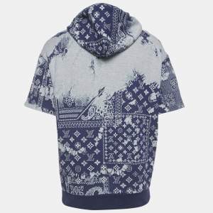 Pre Owned Louis Vuitton Blue Cotton Monogram Bandana Short-Sleeve Hoodie M