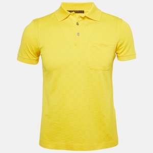 Louis Vuitton Yellow Damier Jacquard Knit Polo T-Shirt XS