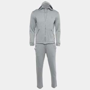 Louis Vuitton Grey Logo Plaque Cotton Track Suit S
