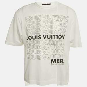 Louis Vuitton White Logo Print Jersey Crewneck T-Shirt XS