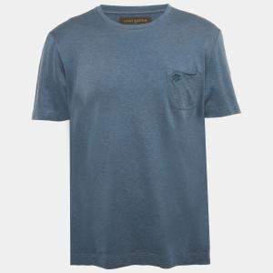 Pre Owned Louis Vuitton Blue Damier Pocket Jersey T-Shirt L