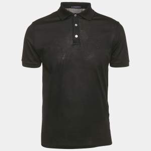 Pre Owned Louis Vuitton Black Cotton Pique Polo T-Shirt M