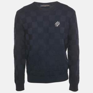 Louis Vuitton Blue Damier Wool Knit Marque L'Vuitton Sweater M