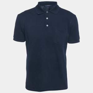 Pre Owned Louis Vuitton Blue Cotton Pique Polo T-Shirt M