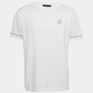 Louis Vuitton White Logo Intarsia Jersey T-Shirt M