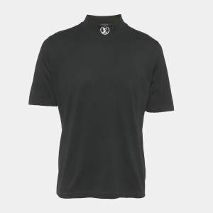 Pre Owned Louis Vuitton Black Logo Embroidered Cotton T-Shirt XL