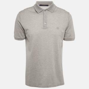 Pre Owned Louis Vuitton Grey Cotton Pique Polo T-Shirt L