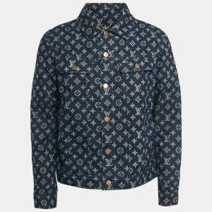 Pre Owned Louis Vuitton Blue Monogram Denim Jacket L 