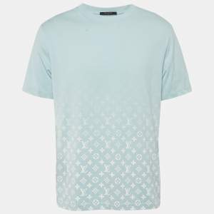 Pre Owned Louis Vuitton Blue Gradient Monogram Print Cotton T-Shirt XL