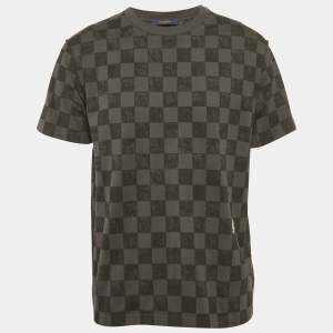 Pre Owned Louis Vuitton Grey Damier Jersey Crewneck T-Shirt L