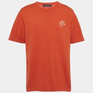 Pre Owned Louis Vuitton Orange Signature Cotton Knit T-Shirt XL