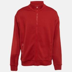 Pre Owned Louis Vuitton Red Monogram Jersey Track Jacket XXL