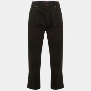 Pre Owned Louis Vuitton Black Monogram Patch Denim Carpenter jeans M/Waist 30"