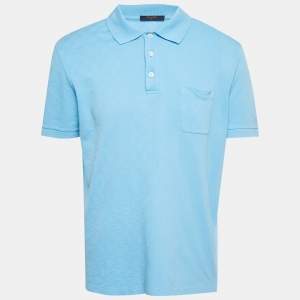 مملوكة مسبقًا تي شيرت لوي فيتون بلو دايمير بيك بولو مقاس كبير جدًا - إكس لارج