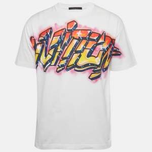 Pre Owned Louis Vuitton White Printed Jersey Amen Break T-Shirt M