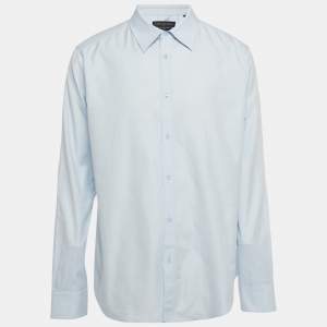 مملوكة مسبقًا Louis Vuitton Blue Monogram Cotton Slim Fit Shirt XL