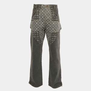Pre Owned Louis Vuitton x Nigo Monogram Print Denim Jeans L Waist 34"