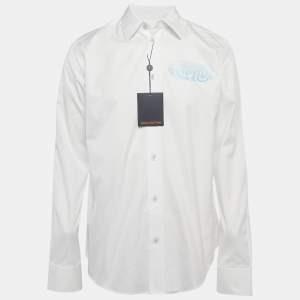 مملوكة مسبقًا قميص لوي فيتون أكمام طويلة قطن طباعة متدرج أبيض كبير