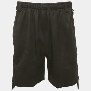 Pre Owned Louis Vuitton Black Gabardine Tape Shorts M/Waist 26"
