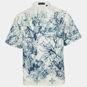 مملوكة مسبقًا Louis Vuitton White /Blue Aqua Garden Monogram Button Up Shirt S