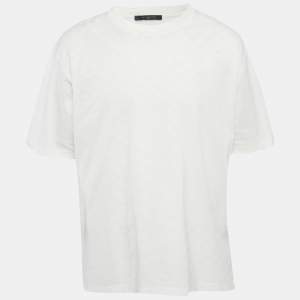 Pre Owned Louis Vuitton White Damier Cotton L.Vuitton Déposée T-Shirt 4L