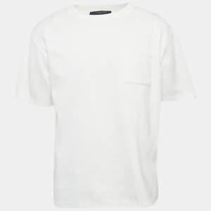Pre Owned Louis Vuitton White Cotton Monogram Pocket T-Shirt XXL