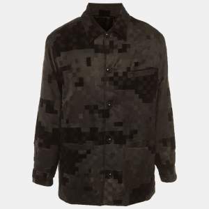 مملوكة مسبقًا Louis Vuitton Marque L.Vuitton Deposee Black Velvet Chic Graphic Overshirt XXL