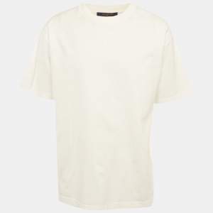 مملوكة مسبقًا Louis Vuitton White Jersey Embossed LV T-Shirt XXL
