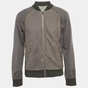 مملوكة مسبقًا Louis Vuitton Grey Leather and Cotton Knit Blouson L