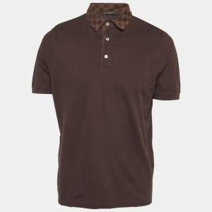 Pre Owned Louis Vuitton Brown Damier Pique Polo T-Shirt XL