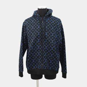Pre Owned Louis Vuitton Zip Hoodie Size Xl Noir/Blue Polyester56% Nylon29% Cotton15%