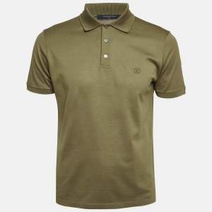 Pre Owned تي شيرت بولو لوي فيتون جيرسي زيتي أخضر مقاس وسط (ميديم)