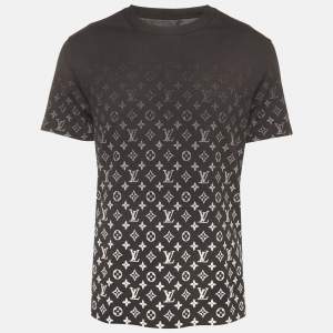 Pre Owned Louis Vuitton Black Monogram Gradient Print Cotton Crewneck T-Shirt M