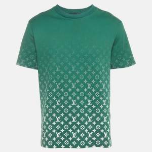 Pre Owned Louis Vuitton Green Monogram Gradient Cotton Crewneck T-Shirt L