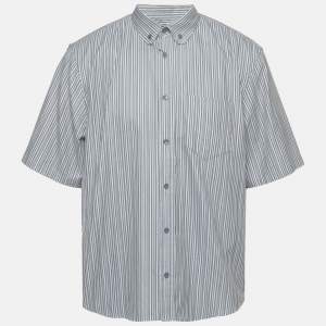 Pre Owned Louis Vuitton x Park Seo-Bo Blue Striped Textured Cotton Shirt XL