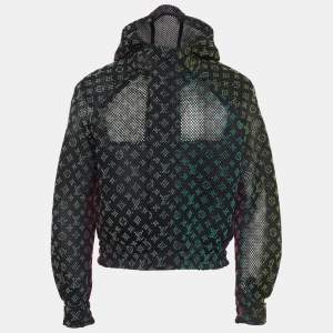 Pre Owned Louis Vuitton Black Monogram Gradient Mesh Hooded Jacket XS