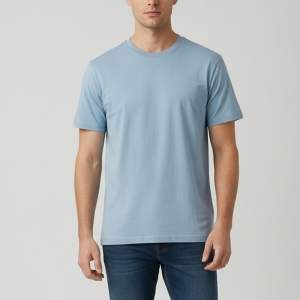 Pre Owned Louis Vuitton Blue Embossed Logo Cotton Crewneck T-Shirt M