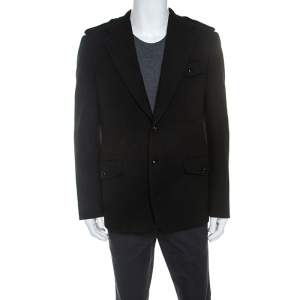 Louis Vuitton Black Wool Epaulette Detail Coat L