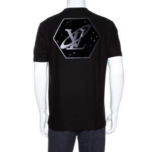 Louis Vuitton Black Cotton & Jacquard Velour Satellite T Shirt M 