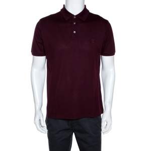 Louis Vuitton Wine Cotton Pique Polo T Shirt L 