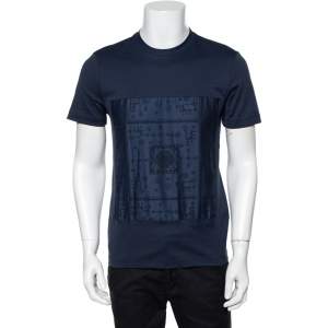 Louis Vuitton Navy Blue Cotton Patch Front Crew Neck T-Shirt S