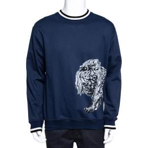 Louis Vuitton x Chapman Brothers Blue Lion Flock Print Sweatshirt L