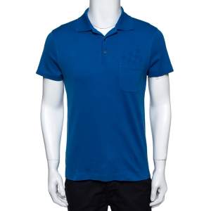 Louis Vuitton Blue Cotton Damier Pocket Detail Polo T-Shirt S