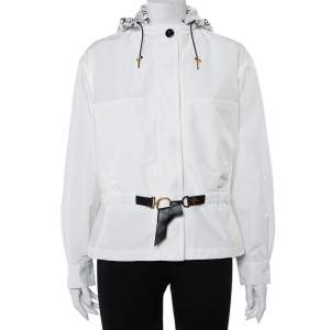 Louis Vuitton White Synthetic & Cotton Short Hooded Parka S