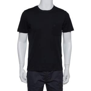 Louis Vuitton Black Cotton Damier Pocket Detail Crewneck T-Shirt S