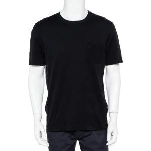 Louis Vuitton Black Cotton Damier Pocket Crewneck T-Shirt L
