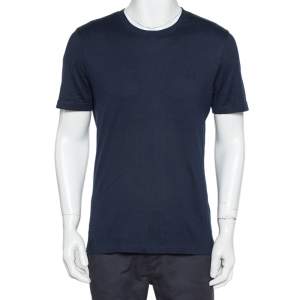 Louis Vuitton Navy Blue Cotton Classic Crewneck T-Shirt L