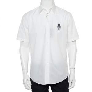 Louis Vuitton White Cotton Spaceman Regular Fit Short Sleeve Shirt M
